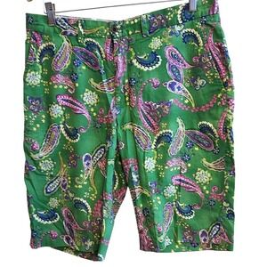Polo Ralph Lauren Green Paisley Print Shorts Preppy Casual Menswear